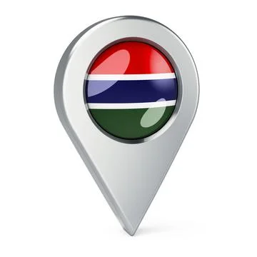 Map pointer with flag of Gambia, 3D rendering Illustrazione stock