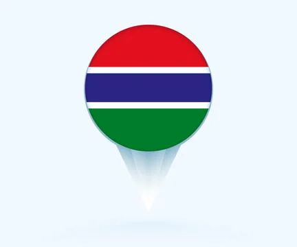 Map pointer with flag of Gambia. Stock Illustration