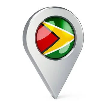 Map pointer with flag of Gayana, 3D rendering Map pointer with flag of Gay... Stock Photos