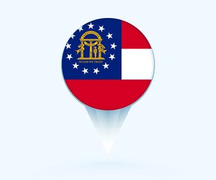 Map pointer with flag of Georgia. Stock Illustration