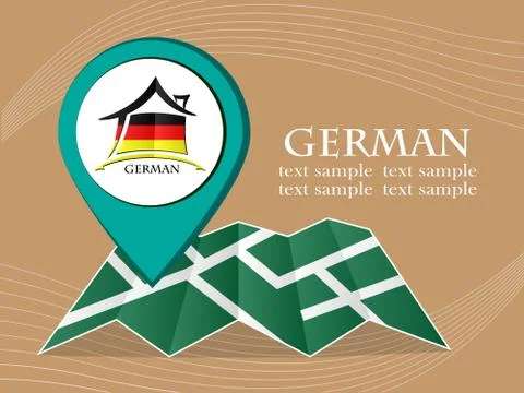 Map with pointer flag German vector illustration eps 10 Stock Illustration