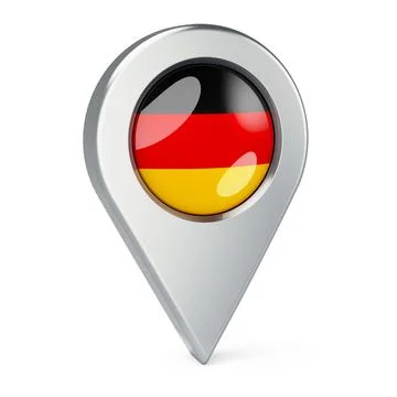 Map pointer with flag of Germany, 3D rendering Illustrazione stock