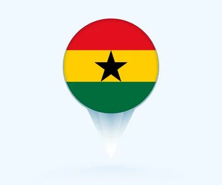 Map pointer with flag of Ghana. Stock Illustration