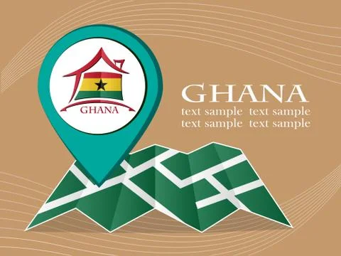Map with pointer flag Ghana vector illustration eps 10. 스톡 일러스트