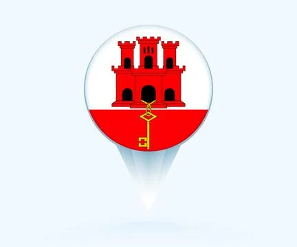 Map pointer with flag of Gibraltar. Stock Illustration
