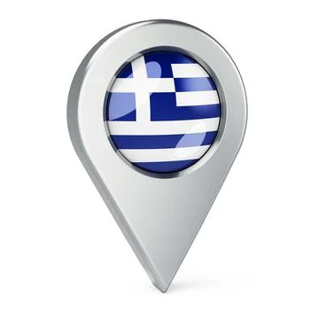 Map pointer with flag of Greece, 3D rendering Illustrazione stock
