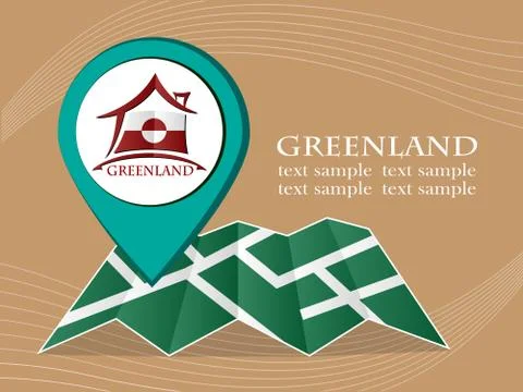 Map with pointer flag Greenland vector illustration eps 10. Illustrazione stock