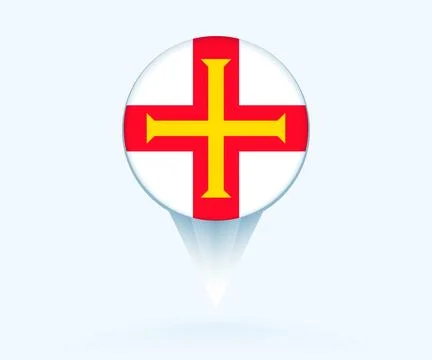 Map pointer with flag of Guernsey. Stock Illustration