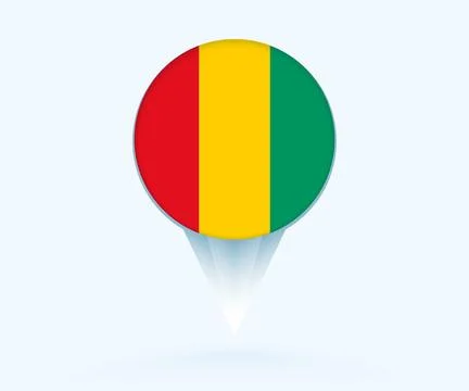 Map pointer with flag of Guinea. Stock Illustration
