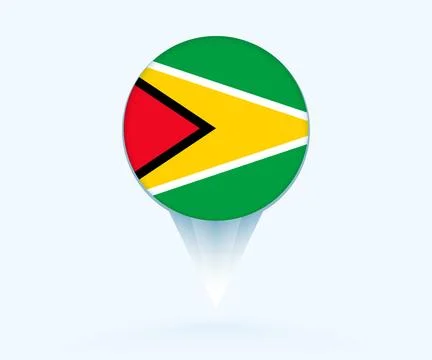 Map pointer with flag of Guyana. Stock Illustration