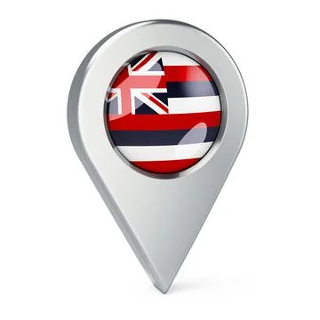 Map pointer with flag of Hawaii, 3D rendering Illustrazione stock