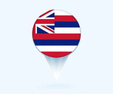 Map pointer with flag of Hawaii. 库存插图