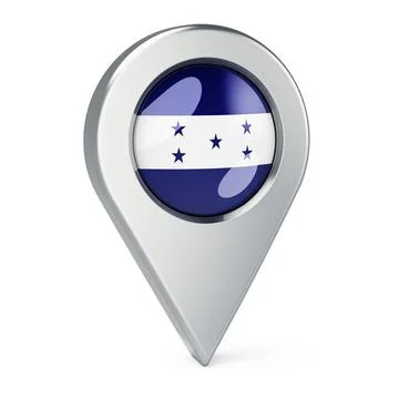 Map pointer with flag of Honduras, 3D rendering Stock Illustration
