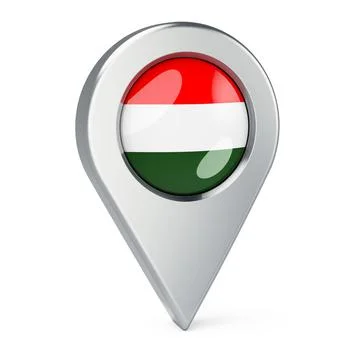 Map pointer with flag of Hungary, 3D rendering Stock Illustration