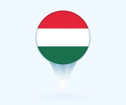 Map pointer with flag of Hungary. Stock Illustration