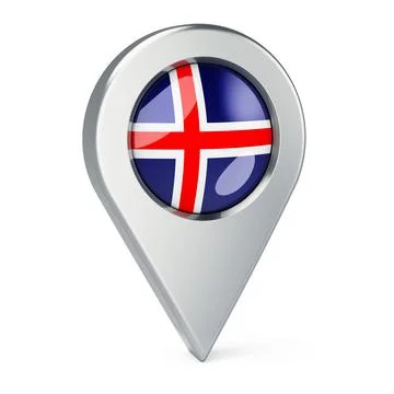Map pointer with flag of Iceland, 3D rendering Stock Illustration
