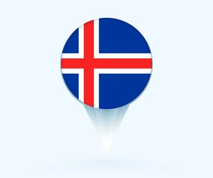 Map pointer with flag of Iceland. Stock Illustration