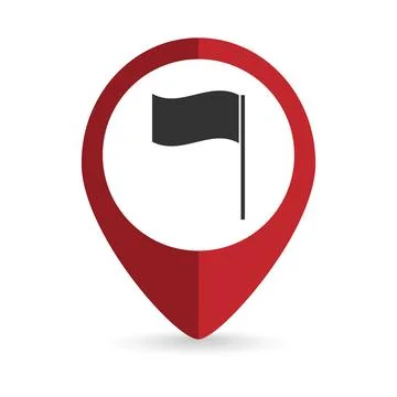 Map pointer with Flag icon. Vector illustration. Illustrazione stock