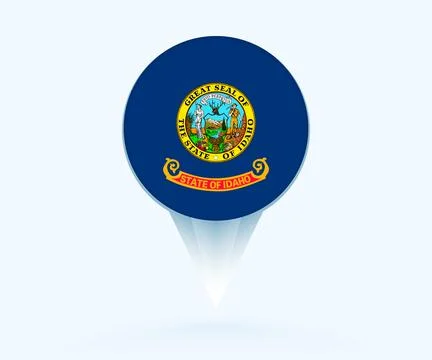 Map pointer with flag of Idaho. Stock Illustration