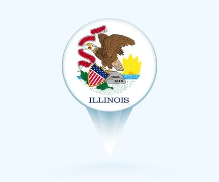 Map pointer with flag of Illinois. Stock Illustration