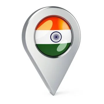 Map pointer with flag of India, 3D rendering Map pointer with flag of Indi... Stock Photos