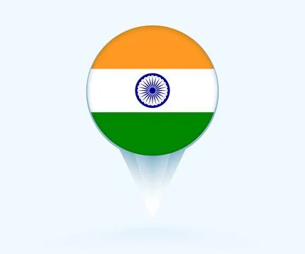 Map pointer with flag of India. Illustrazione stock