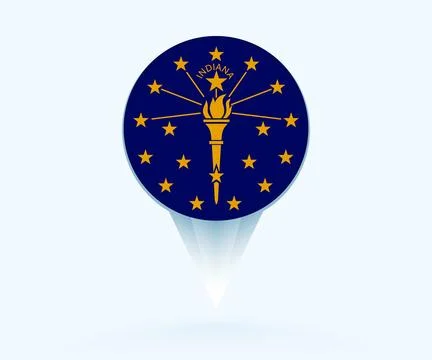 Map pointer with flag of Indiana. Stock Illustration