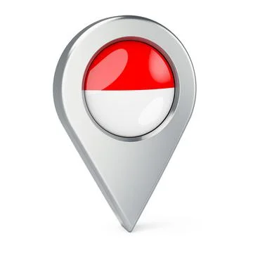 Map pointer with flag of Indonesia, 3D rendering Illustrazione stock