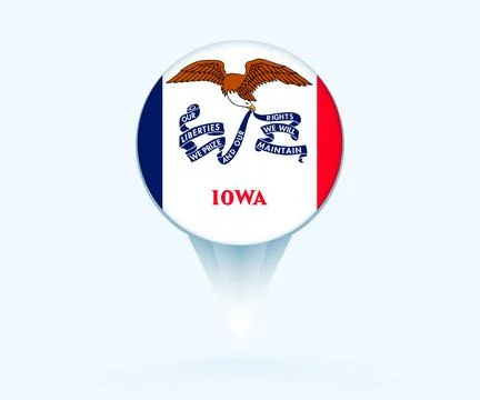 Map pointer with flag of Iowa. Stock Illustration