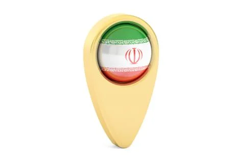 Map pointer with flag of Iran, 3D rendering Stock Illustration