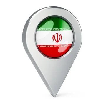 Map pointer with flag of Iran, 3D rendering Stock Illustration