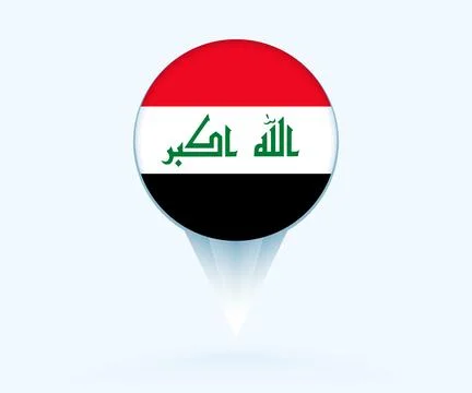 Map pointer with flag of Iraq. Stock Illustration