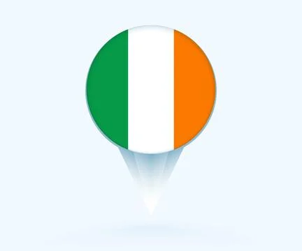 Map pointer with flag of Ireland. Stock Illustration