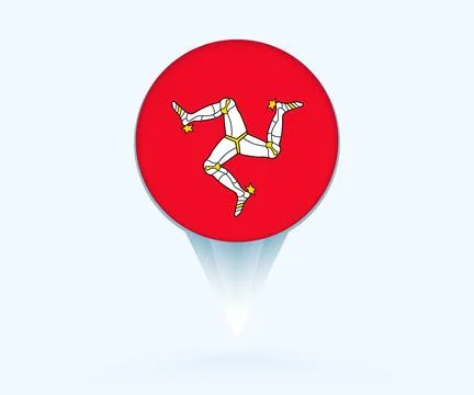 Map pointer with flag of Isle of Man. Stock Illustration