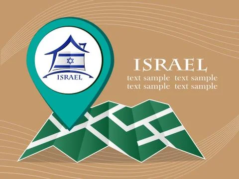 Map with pointer flag Israel vector illustration eps 10. Stock Illustration