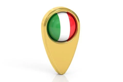 Map pointer with flag of Italy, 3D rendering 스톡 일러스트
