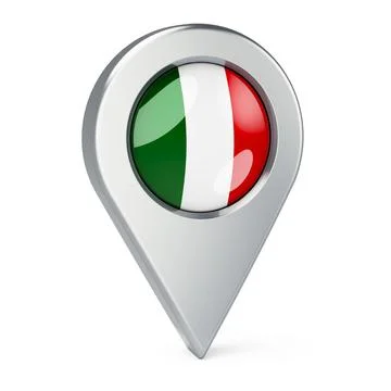 Map pointer with flag of Italy, 3D rendering Stock Illustration