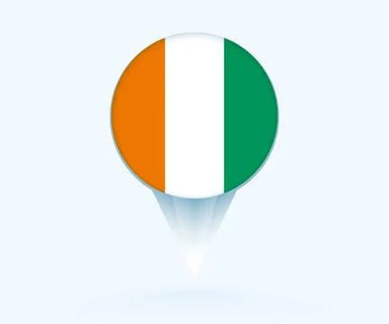 Map pointer with flag of Ivory Coast. Stock Illustration