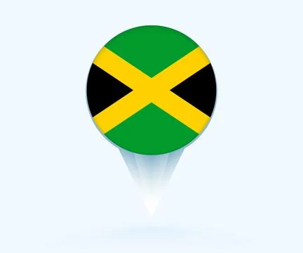 Map pointer with flag of Jamaica. Stock Illustration