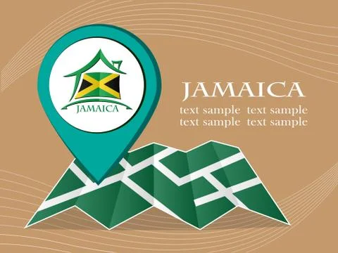 Map with pointer flag Jamaica vector illustration eps 10. Stock Illustration
