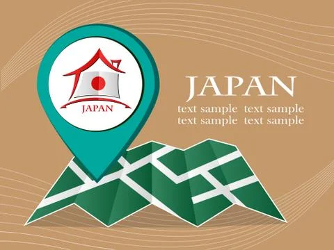Map with pointer flag Japan vector illustration eps 10. Stock Illustration