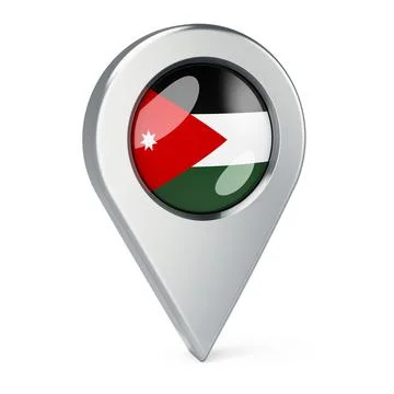 Map pointer with flag of Jordan, 3D rendering 스톡 일러스트