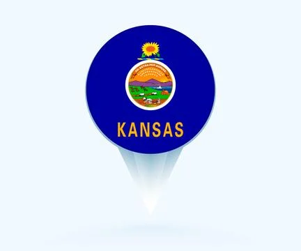 Map pointer with flag of Kansas. Stock Illustration
