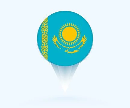 Map pointer with flag of Kazakhstan. Stock Illustration