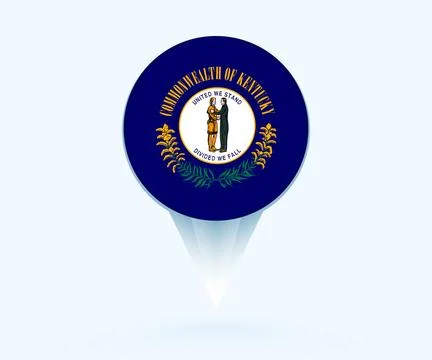 Map pointer with flag of Kentucky. Stock Illustration