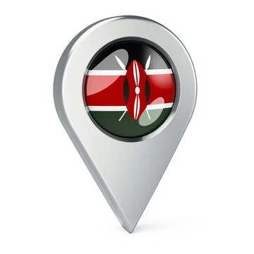 Map pointer with flag of Kenya, 3D rendering Illustrazione stock