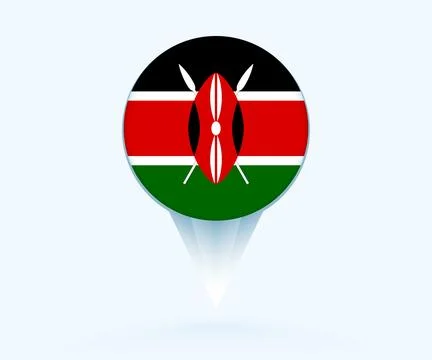 Map pointer with flag of Kenya. Stock Illustration
