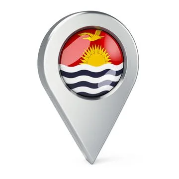 Map pointer with flag of Kiribati, 3D rendering 스톡 일러스트