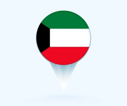 Map pointer with flag of Kuwait. Ilustração Stock