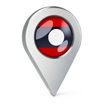 Map pointer with flag of Laos, 3D rendering Stock Illustration